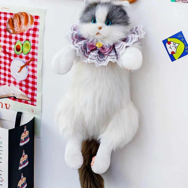 Simulated Cute Cat Backpack 2026 Popular Plush Calico Cat Ragdoll Cat Backpack Girlfriend Gift Bag