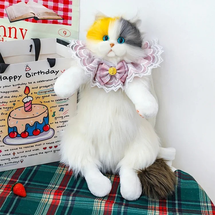 Simulated Cute Cat Backpack 2026 Popular Plush Calico Cat Ragdoll Cat Backpack Girlfriend Gift Bag