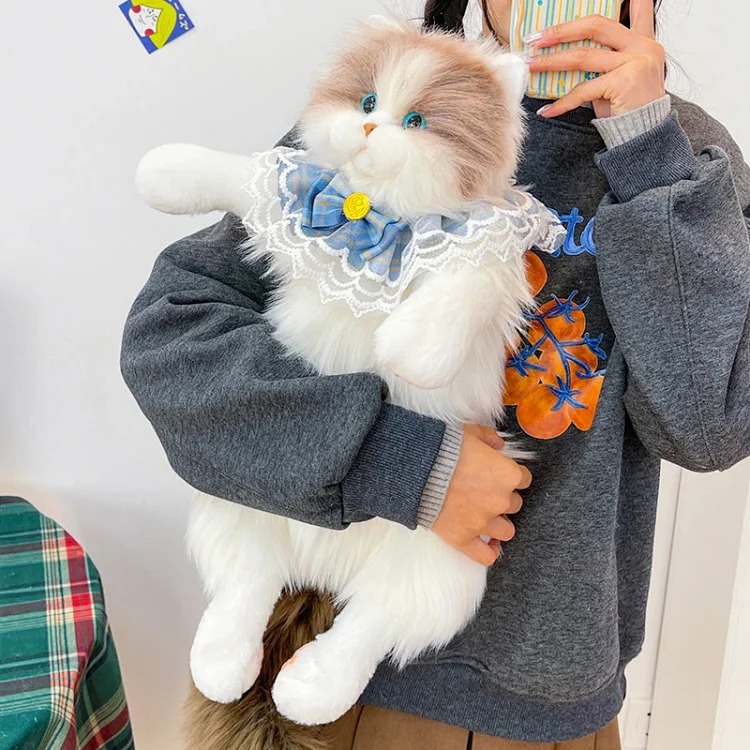 Simulated Cute Cat Backpack 2026 Popular Plush Calico Cat Ragdoll Cat Backpack Girlfriend Gift Bag