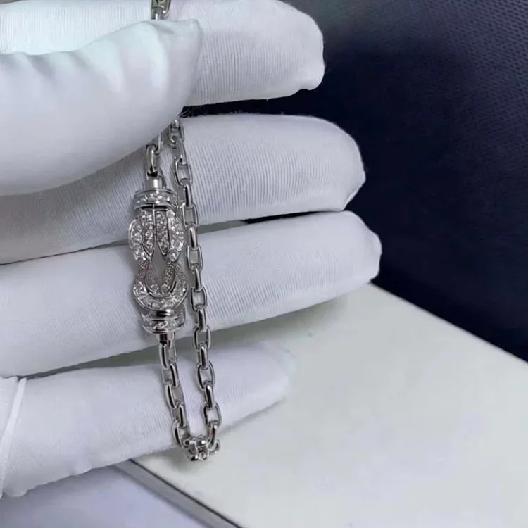High v gold Feijia thick plated 18K gold glossy half diamond full diamond horseshoe buckle 8-character bracelet U-shaped diamond hand jewelry
