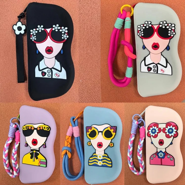 Cross-border silicone glasses bag portable sunglasses storage bag sunglasses storage box diy glasses silicone bag in stock
