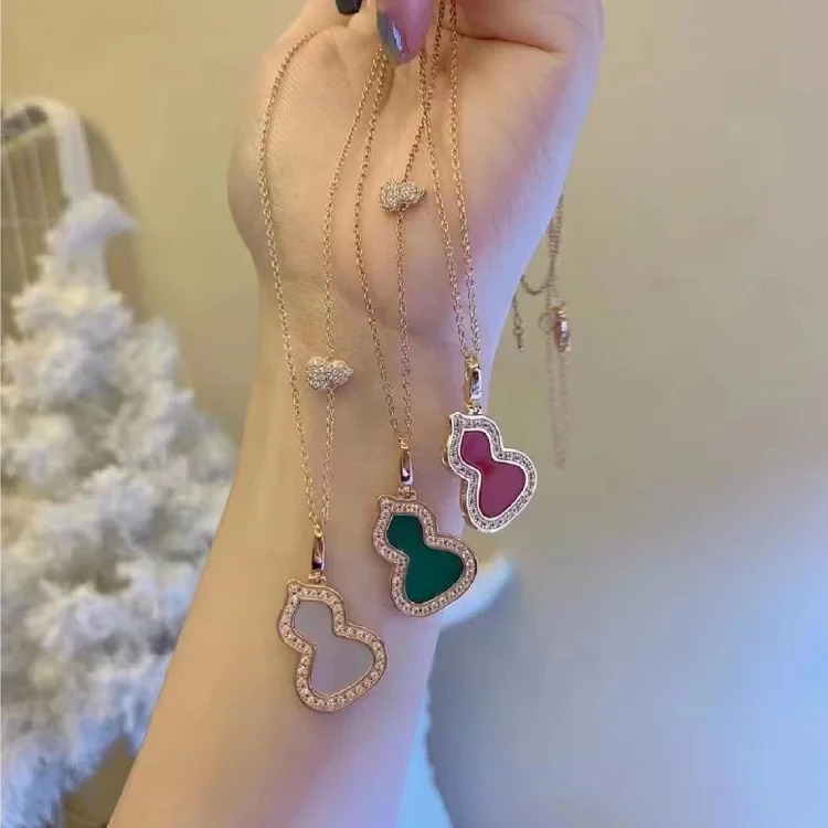 Gourd necklace carnelian pendant high 18k rose gold clavicle chain factory direct sales live broadcast dropshipping