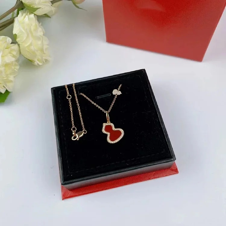 Gourd necklace carnelian pendant high 18k rose gold clavicle chain factory direct sales live broadcast dropshipping