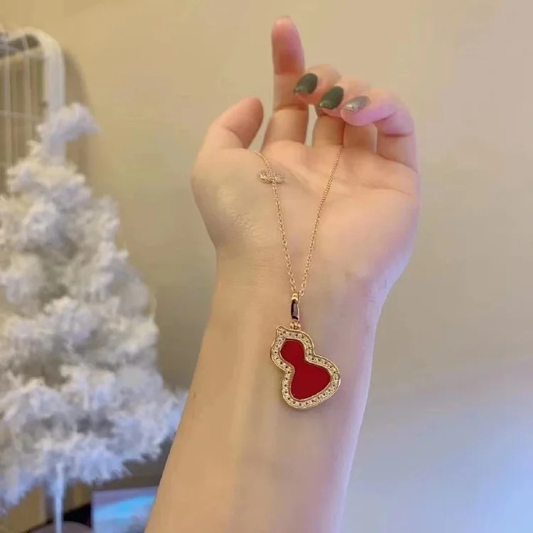 Gourd necklace carnelian pendant high 18k rose gold clavicle chain factory direct sales live broadcast dropshipping
