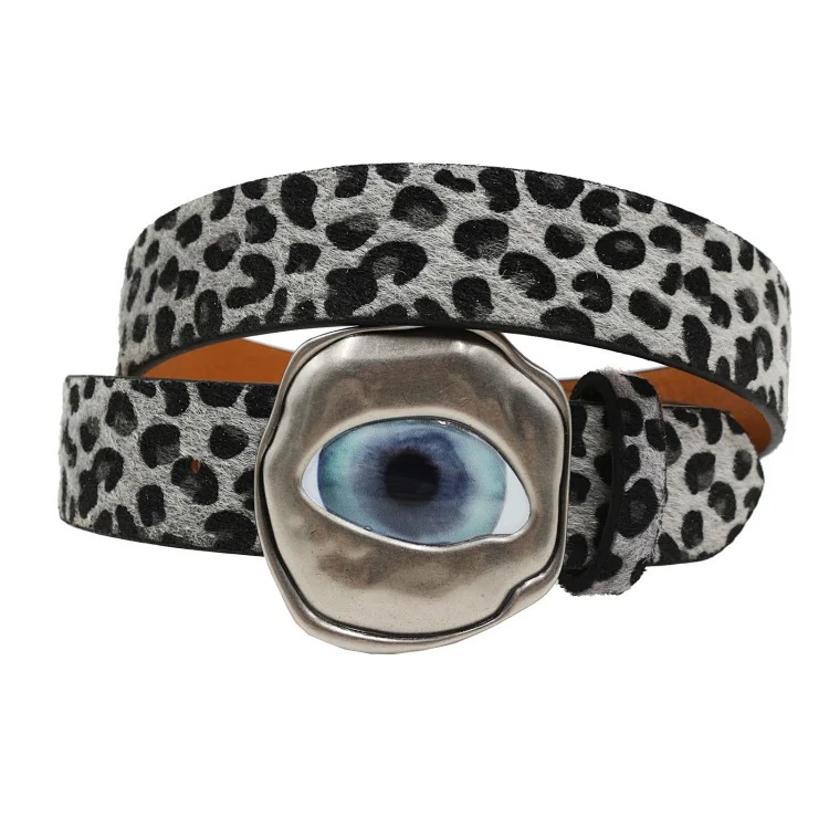 Y2K Millennial hottie leopard print devil eye belt American retro subculture colorful eyeball buckle punk belt