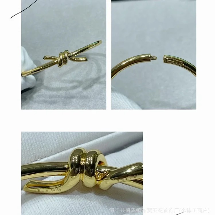 Cartier V gold high T family single circle knotted diamond bracelet for women glossy diamond full diamond tied love bracelet Seiko version