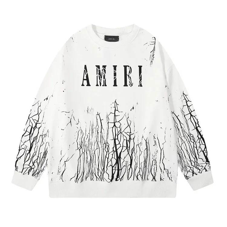 New autumn and winter 360g AM1R1 cracked classic letter LOGO printed cotton terry hooded sweatshirt for men and women