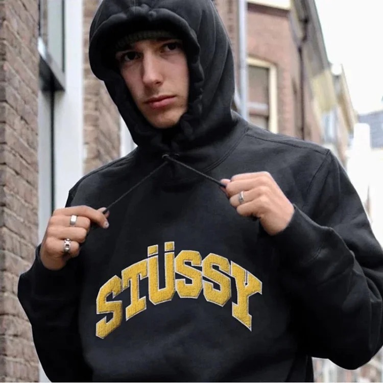 Loose velvet embroidered sweatshirt