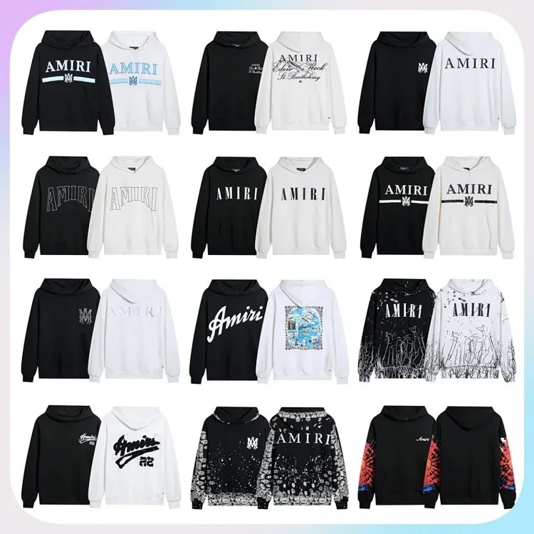 Amiri cracked letter logo splashed ink and paint graffiti hoodie couple jacket sweatshirt for men and women