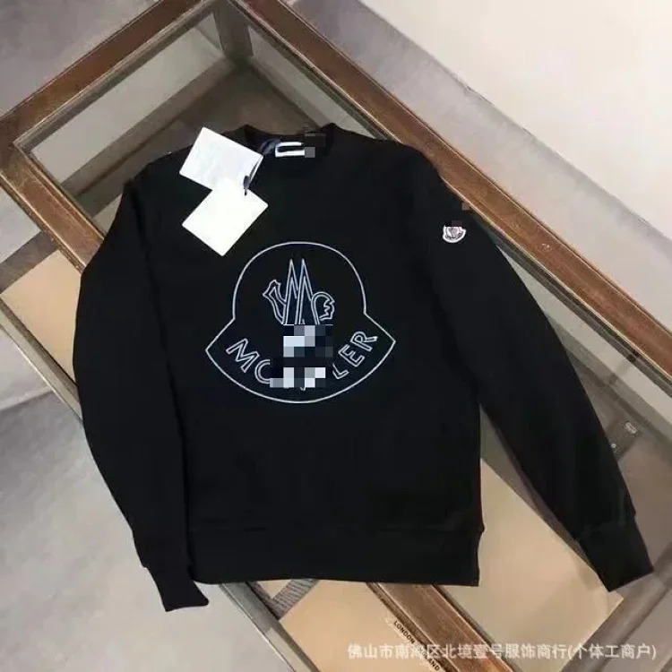 Autumn and European and American original M Mengjia LOGO men's and women's round neck fashionable velvet thickened Chinese cotton long-sleeved sweatshirt