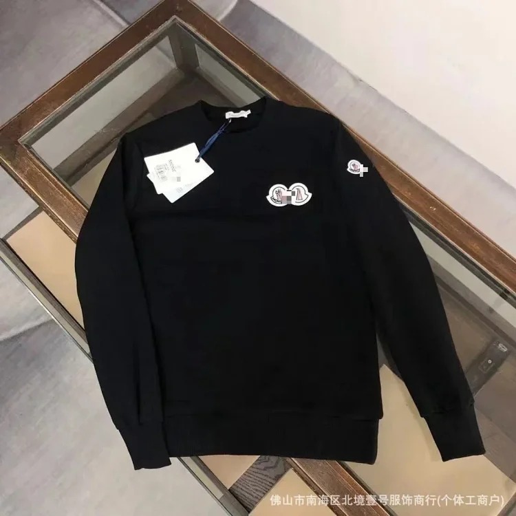Autumn and European and American original M Mengjia LOGO men's and women's round neck fashionable velvet thickened Chinese cotton long-sleeved sweatshirt