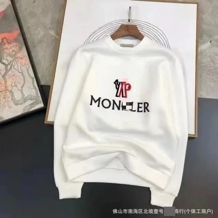 Autumn and European and American original M Mengjia LOGO men's and women's round neck fashionable velvet thickened Chinese cotton long-sleeved sweatshirt