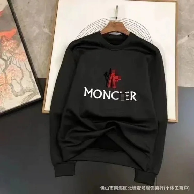Autumn and European and American original M Mengjia LOGO men's and women's round neck fashionable velvet thickened Chinese cotton long-sleeved sweatshirt