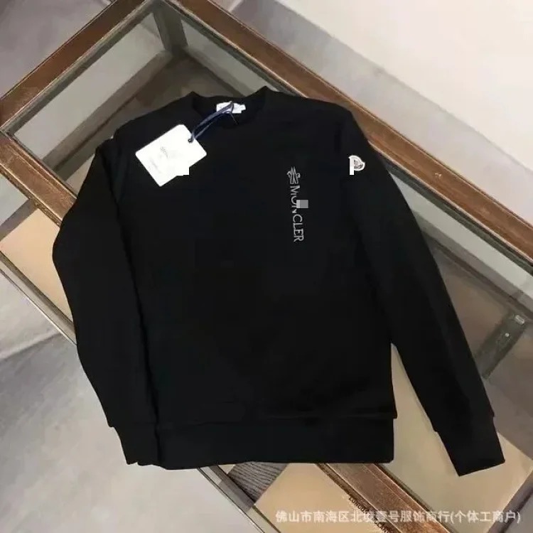 Autumn and European and American original M Mengjia LOGO men's and women's round neck fashionable velvet thickened Chinese cotton long-sleeved sweatshirt