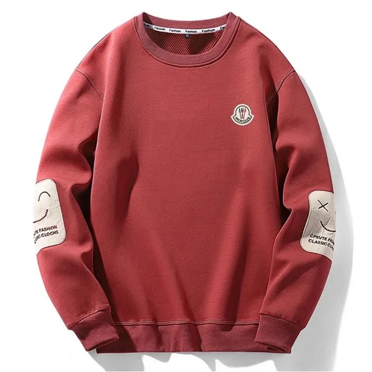 Autumn and European and American original M Mengjia LOGO men's and women's round neck fashionable velvet thickened Chinese cotton long-sleeved sweatshirt