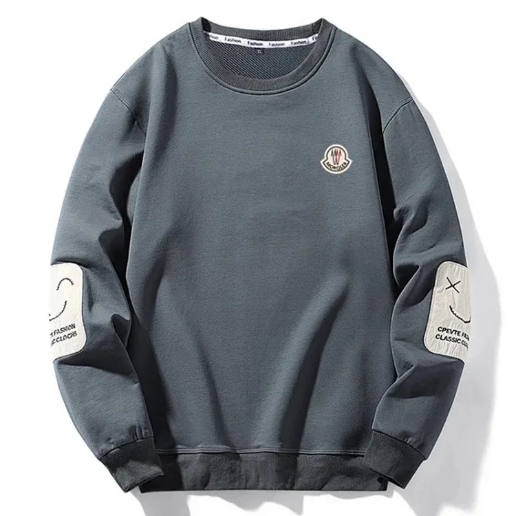 Autumn and European and American original M Mengjia LOGO men's and women's round neck fashionable velvet thickened Chinese cotton long-sleeved sweatshirt