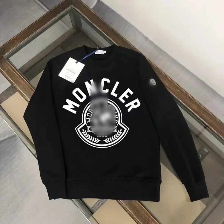 Autumn and European and American original M Mengjia LOGO men's and women's round neck fashionable velvet thickened Chinese cotton long-sleeved sweatshirt