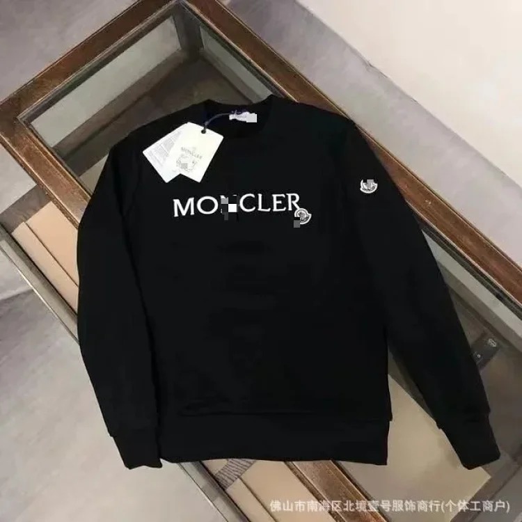 Autumn and European and American original M Mengjia LOGO men's and women's round neck fashionable velvet thickened Chinese cotton long-sleeved sweatshirt