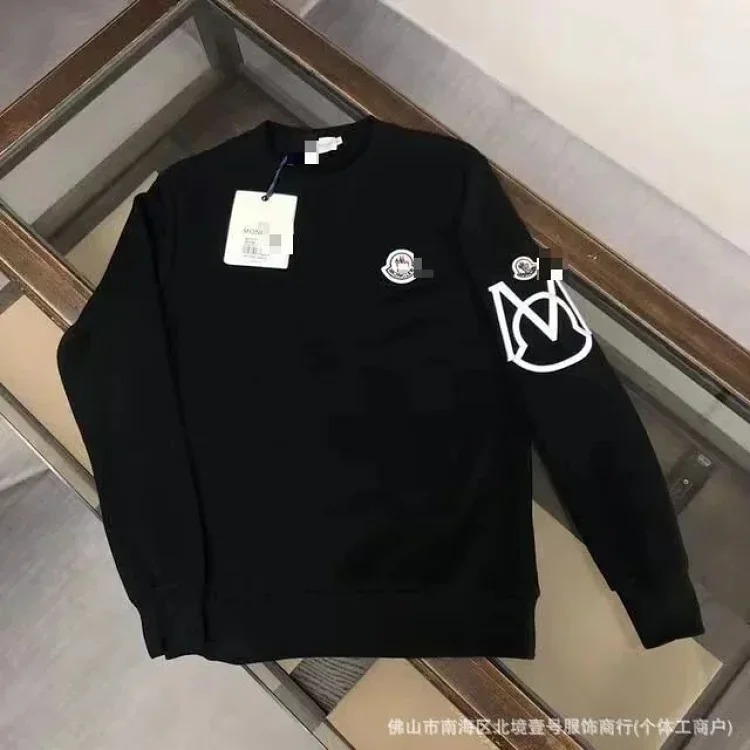 Autumn and European and American original M Mengjia LOGO men's and women's round neck fashionable velvet thickened Chinese cotton long-sleeved sweatshirt