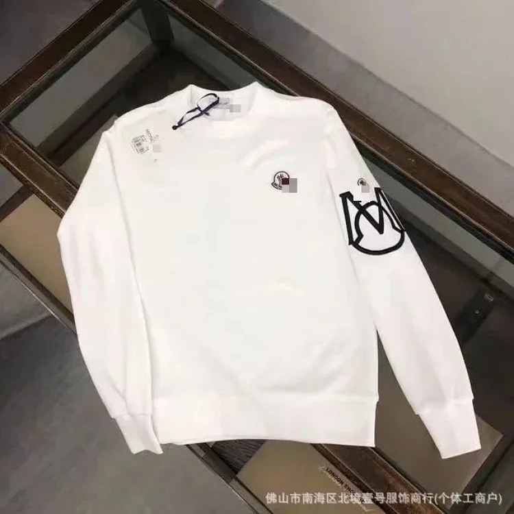 Autumn and European and American original M Mengjia LOGO men's and women's round neck fashionable velvet thickened Chinese cotton long-sleeved sweatshirt