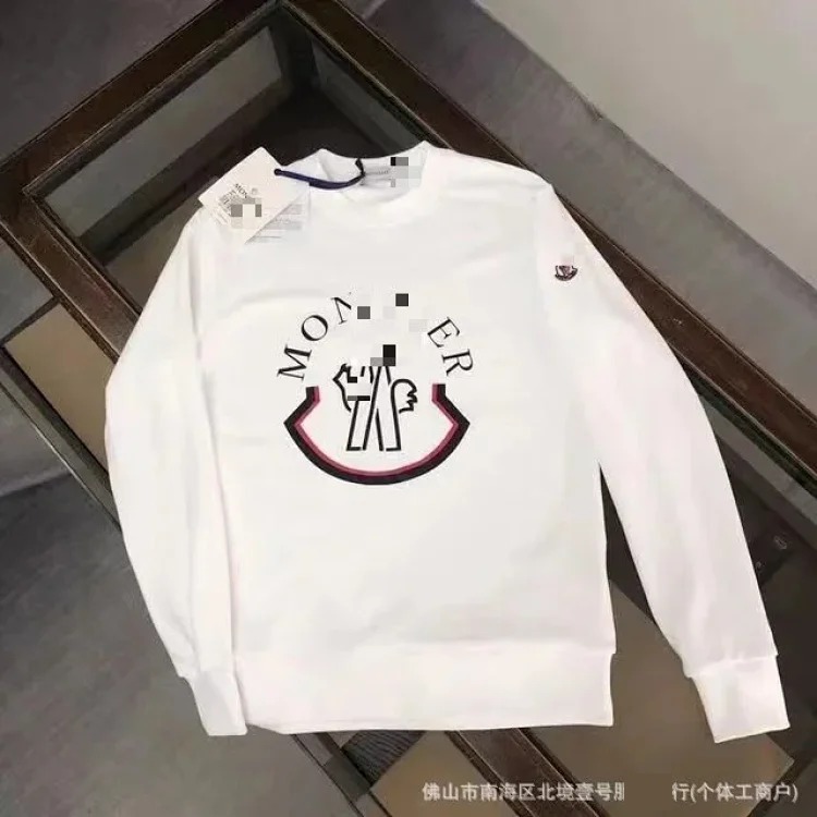 Autumn and European and American original M Mengjia LOGO men's and women's round neck fashionable velvet thickened Chinese cotton long-sleeved sweatshirt
