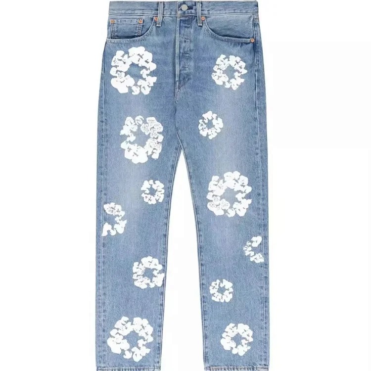 Cross-border e-commerce 2023 new trendy kapok pattern printed European and American fashion high street denim jackets for men and women