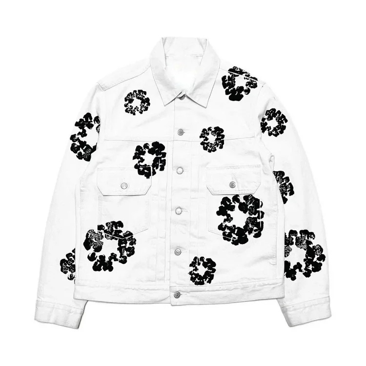 Cross-border e-commerce 2023 new trendy kapok pattern printed European and American fashion high street denim jackets for men and women
