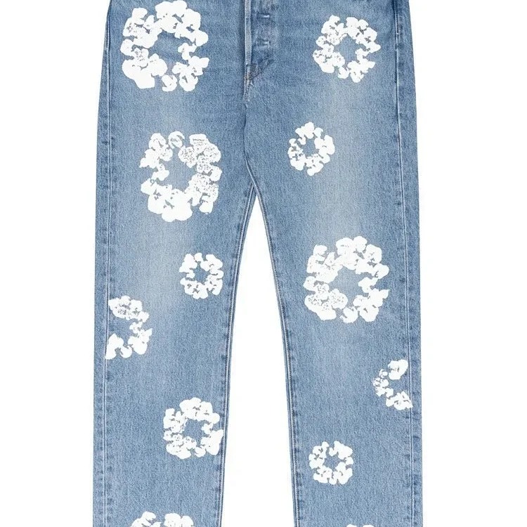 Cross-border e-commerce 2023 new trendy kapok pattern printed European and American fashion high street denim jackets for men and women