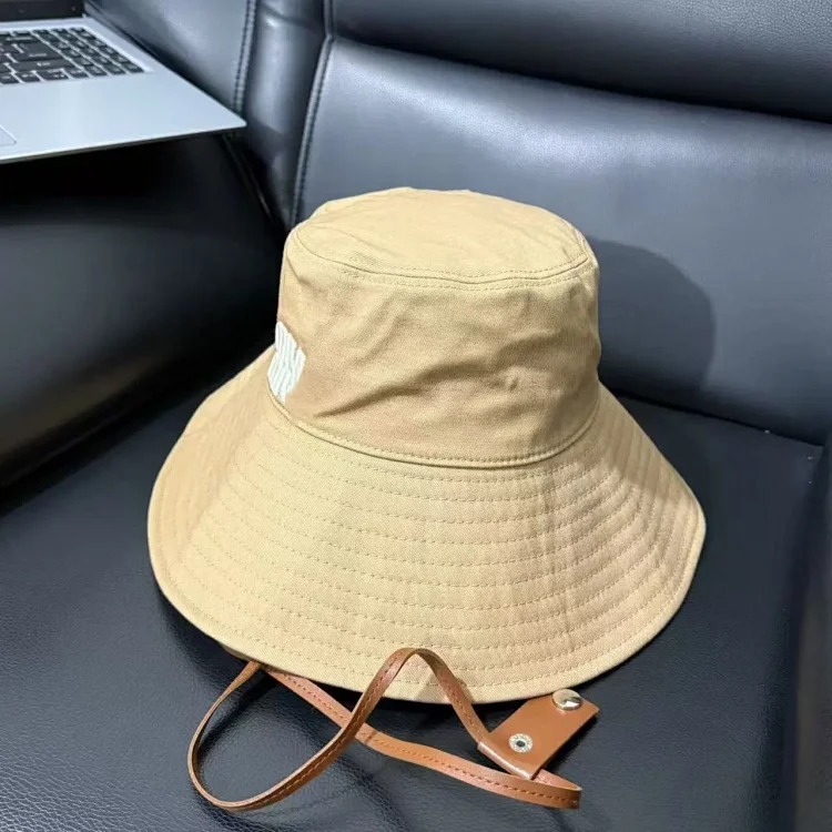 Miaojia Correct Version Embroidered Letters Large Brim Fisherman Hat Women's High Quality Big Brand Fashion Sun Hat Versatile Rope Hat
