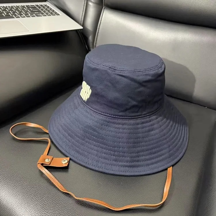 Miaojia Correct Version Embroidered Letters Large Brim Fisherman Hat Women's High Quality Big Brand Fashion Sun Hat Versatile Rope Hat