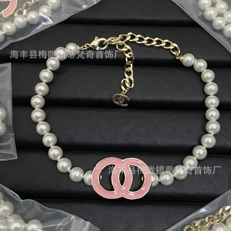 Chanel High 25c new style small fragrance necklace for women European and American double C retro small fragrance clavicle chain pearl sweater chain wholesale