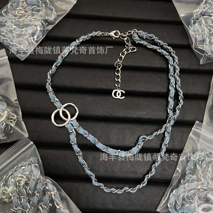 Chanel High 25c new style small fragrance necklace for women European and American double C retro small fragrance clavicle chain pearl sweater chain wholesale