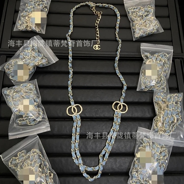 Chanel High 25c new style small fragrance necklace for women European and American double C retro small fragrance clavicle chain pearl sweater chain wholesale