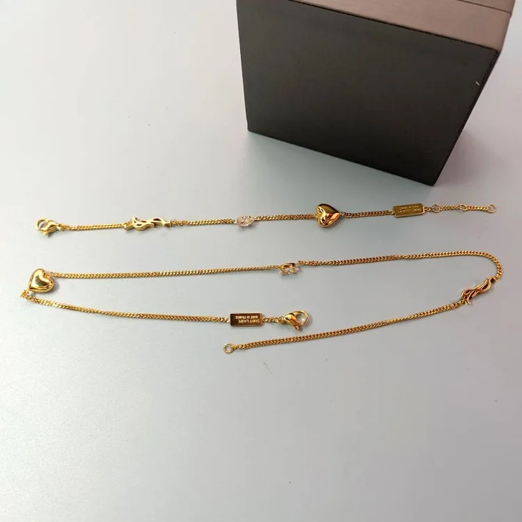 Yang Shufeng zircon love necklace French light luxury palace retro bracelet Internet celebrity style small fragrant style medieval pendant