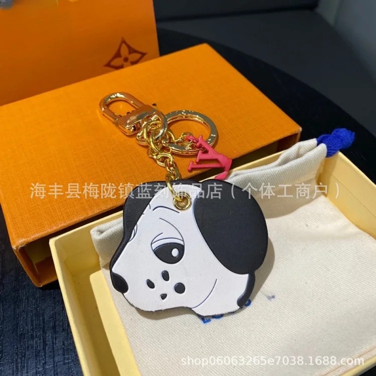 Louis Vuitton Creative Cartoon Dog Decoration Presbyopia Leather Accessories Alloy Pendant Keychain One Piece Dropshipping