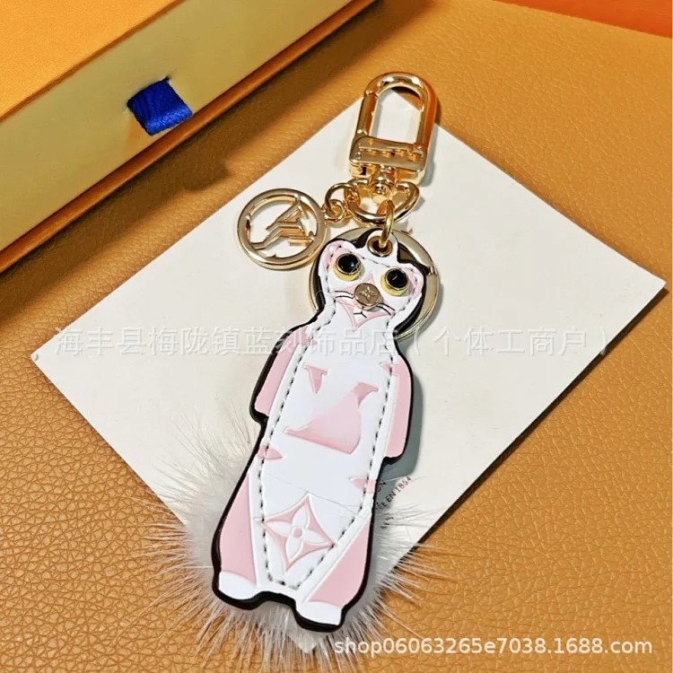 Louis Vuitton Creative Cartoon Dog Decoration Presbyopia Leather Accessories Alloy Pendant Keychain One Piece Dropshipping
