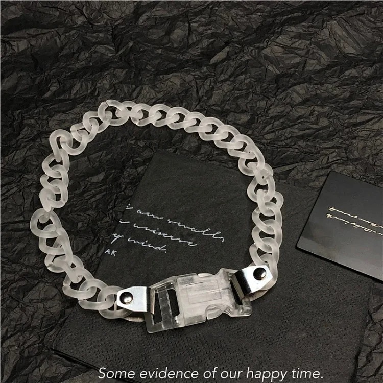 2024 New Transparent Functional Buckle Acrylic Necklace Bracelet Trendy Ins Street Hip-Hop Couple Choker Collar