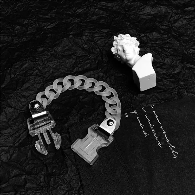 2024 New Transparent Functional Buckle Acrylic Necklace Bracelet Trendy Ins Street Hip-Hop Couple Choker Collar