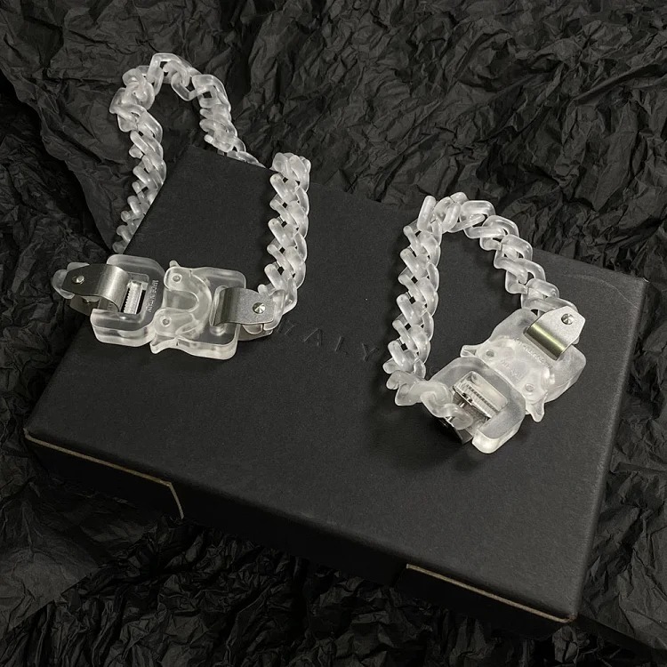 2024 New Transparent Functional Buckle Acrylic Necklace Bracelet Trendy Ins Street Hip-Hop Couple Choker Collar