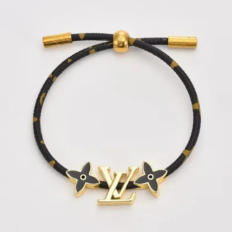Louis Vuitton Engraved flower presbyopic leather rope adjustable bracelet four-leaf clover printed men and women same style bracelet direct sale