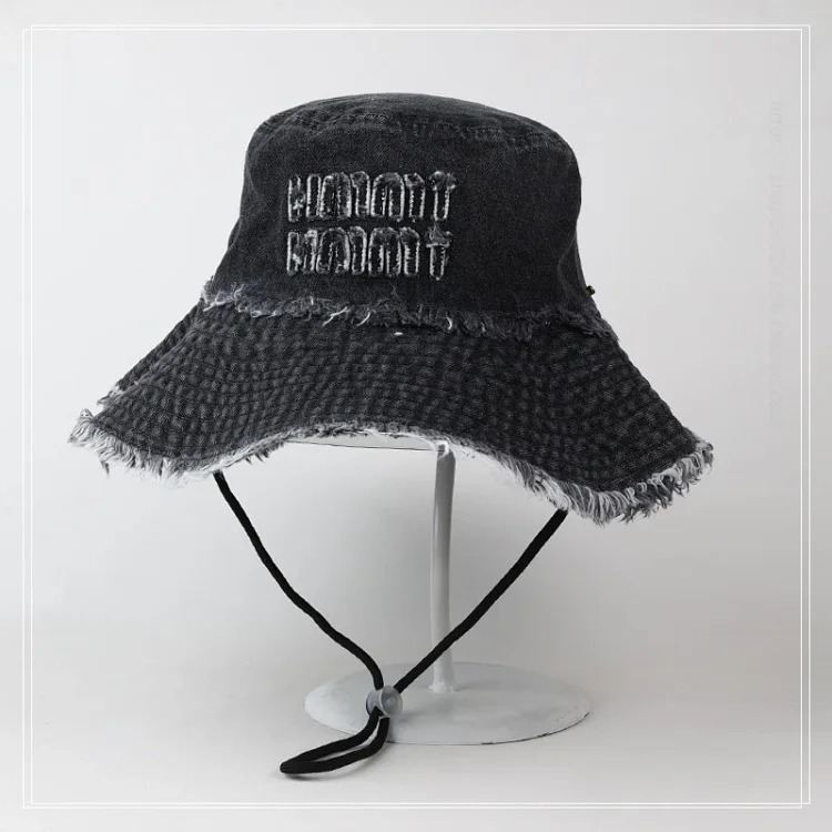 Raw edge denim fashionable mountaineering hat for women spring and style student travel small visor with small visor for beach big brimmed hat for women