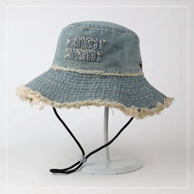 Raw edge denim fashionable mountaineering hat for women spring and style student travel small visor with small visor for beach big brimmed hat for women