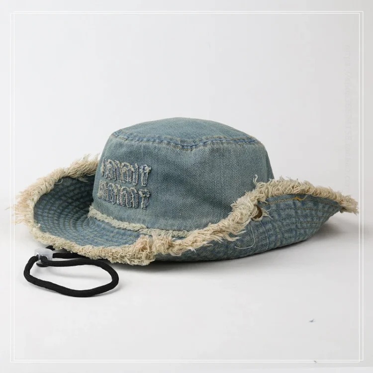 Raw edge denim fashionable mountaineering hat for women spring and style student travel small visor with small visor for beach big brimmed hat for women