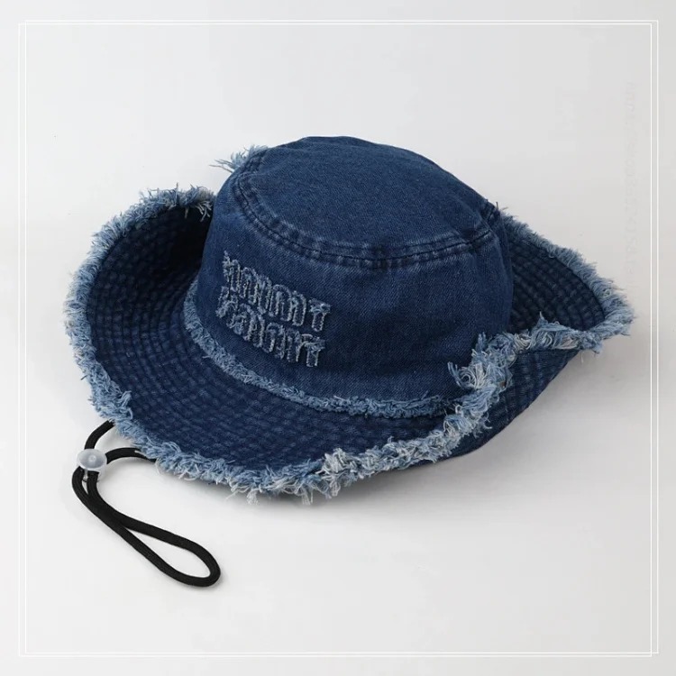 Raw edge denim fashionable mountaineering hat for women spring and style student travel small visor with small visor for beach big brimmed hat for women