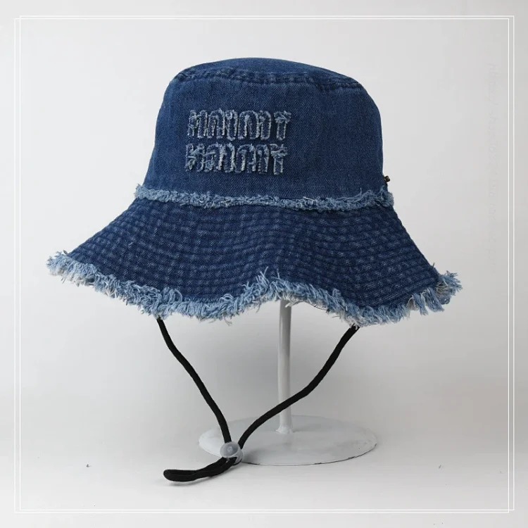 Raw edge denim fashionable mountaineering hat for women spring and style student travel small visor with small visor for beach big brimmed hat for women
