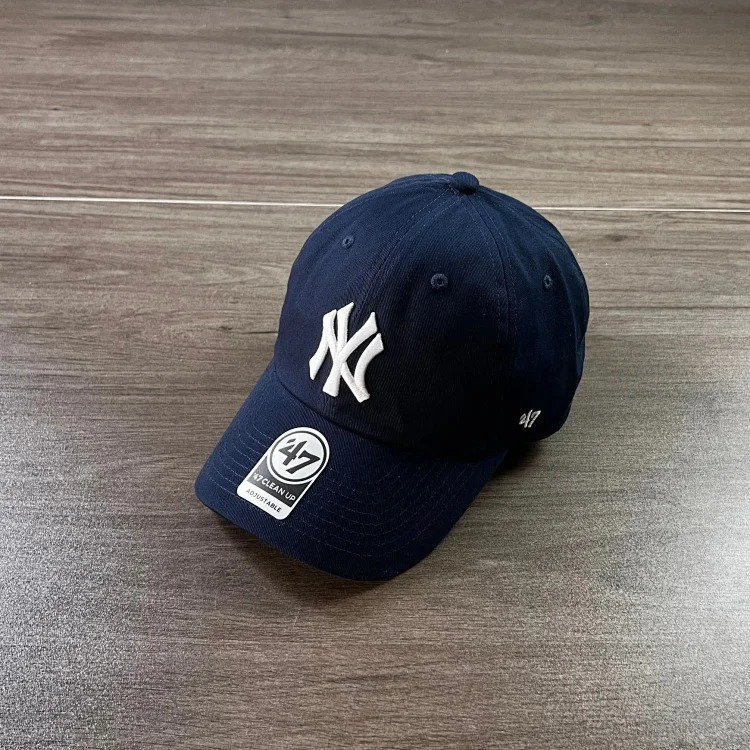 Korean baseball cap 47brand peaked cap LA sun hat for men and women navy blue four seasons washable soft top NY curved brim