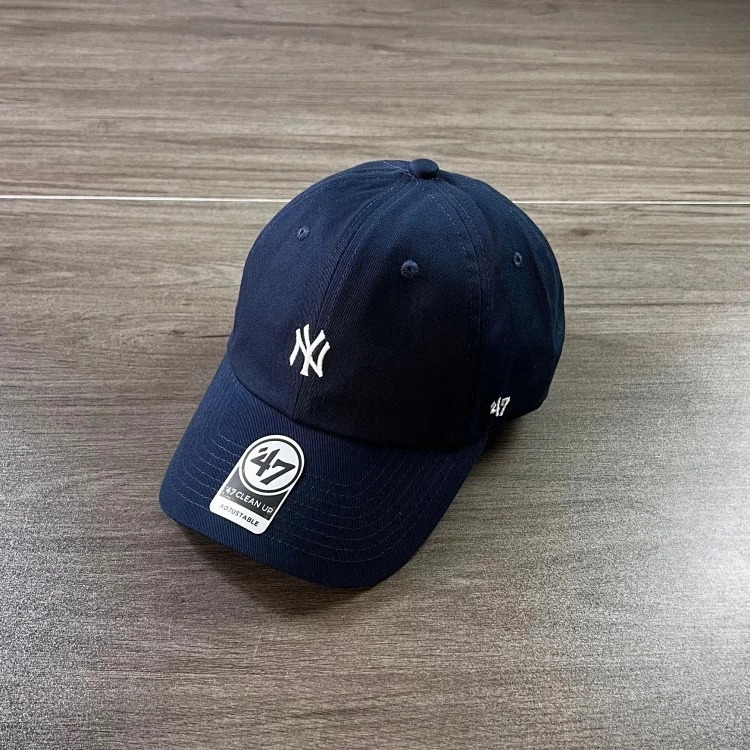 Korean baseball cap 47brand peaked cap LA sun hat for men and women navy blue four seasons washable soft top NY curved brim