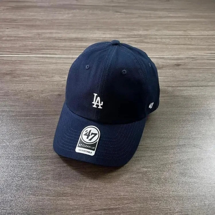 Korean baseball cap 47brand peaked cap LA sun hat for men and women navy blue four seasons washable soft top NY curved brim