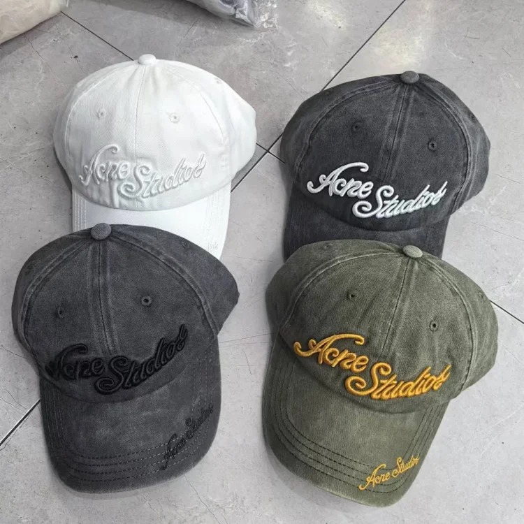 Dark American heavy industry three-dimensional letter baseball cap men's soft top washed old hip-hop deepened peaked cap for women