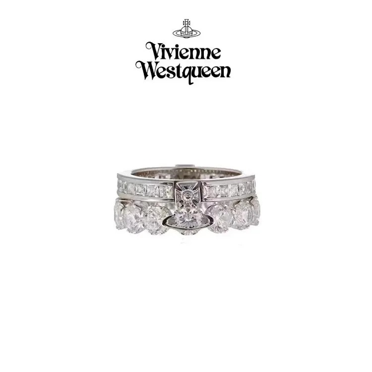 Queen Mother of the West Saturn Planet Double Layer Ring Full Diamond Ring Female Cosmic Geometric Double Layer Multiple Wearing Methods Best Friend Ring